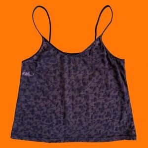 00's vintage purple floral burnout sheer y2k cami tank top XL